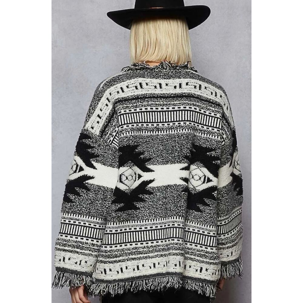 Pol Medium Black Multi Aztec Cardigan - Picture 3 of 3